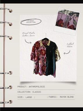 Anthropologie Mixed-Media Floral Button-Down Jacket - Pink, Black & Gold